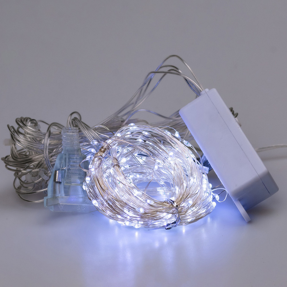 Гірлянда штора світлодіодна GarlandoPro 200LED Роса 3х3м 8 режимів 10 ниток гірлянда роса на ялинці Білий 173307W Коломия - фото 2