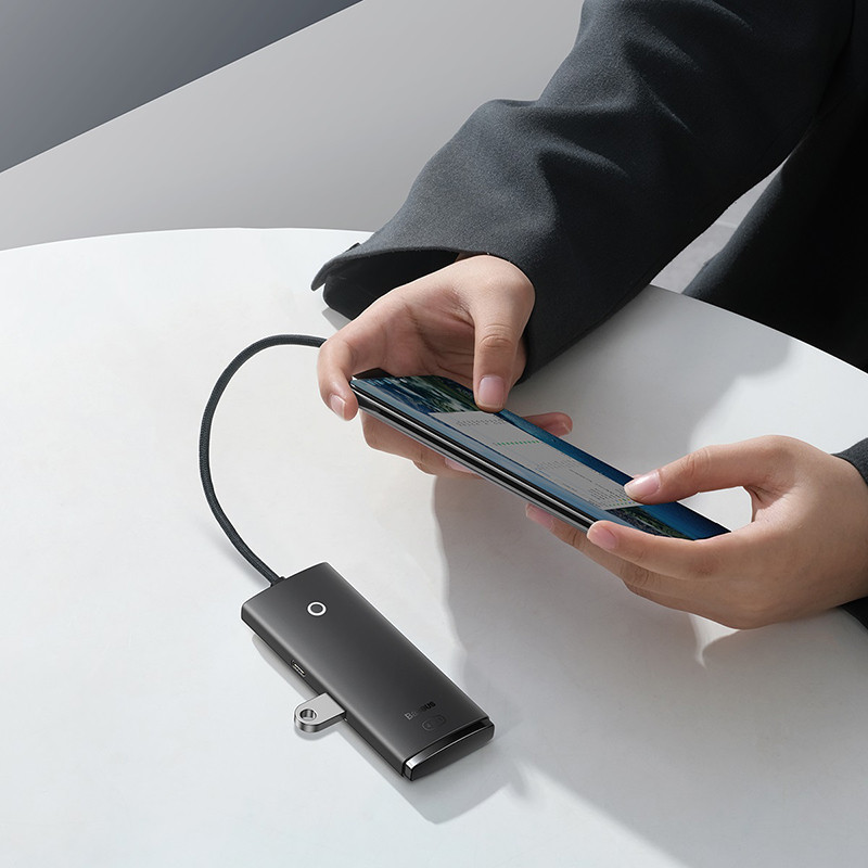 USB-хаб Baseus Lite Series 4-Port Type-C HUB Adapter (Type-C to USB 3.0*4) 25cm Black Київ - фото 10