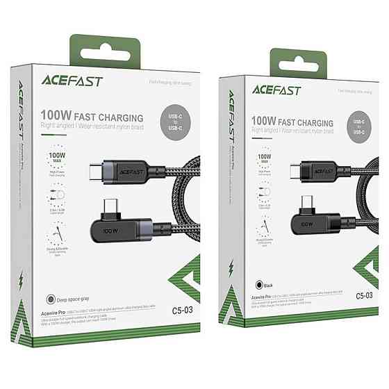 Кабель Type-C ACEFAST C5-03 5A, 100W, 2m, нейлон, zinc конектори, колір чорний AFC5-03B Одеса