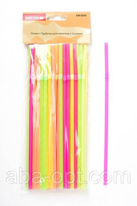 Трубочка пластиковая с изгибом разных цветов L 21 см ( 50 шт).Aba-Opt Одесса - изображение 1