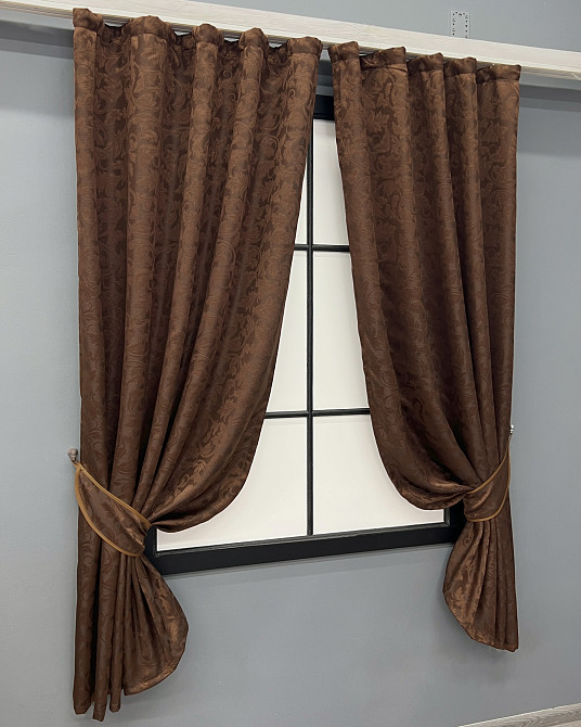 Комплект готових штор VR-Textil Жакард № 1088ш Коричневий 130х170 см 2 шт (35-0417) Київ - фото 2