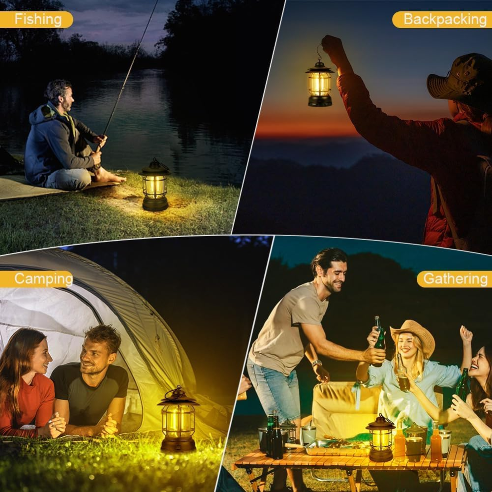 Кемпинговый фонарь Flintronic, ретро LED COB, 360° теплый свет, диммер, IPX4, на 3 батарейках AA, подвесной Киев - изображение 9