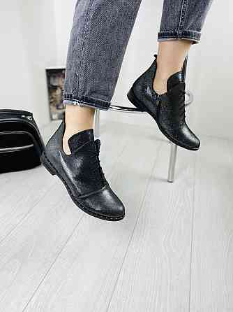 Жіночі черевики нікель з натуральної шкіри-сатин демісезонні весна-осінь р. 38, 39 (БТ/02) / Ст Коломия