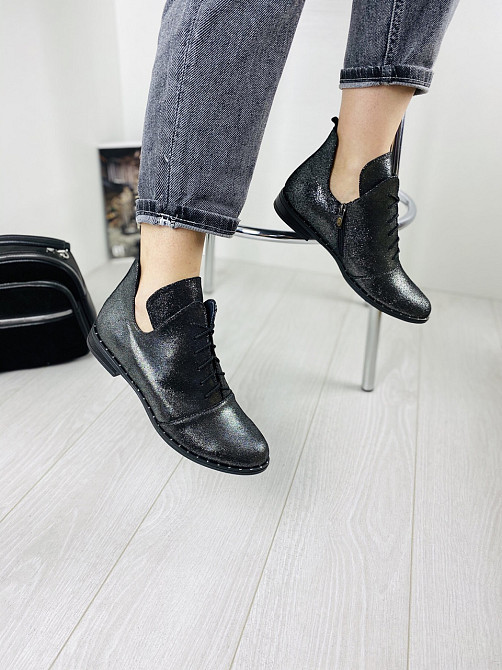 Жіночі черевики нікель з натуральної шкіри-сатин демісезонні весна-осінь р. 38, 39 (БТ/02) / Ст Коломия - фото 5