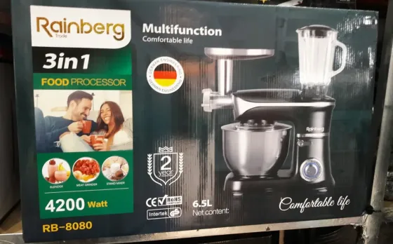 Кухонный комбайн 3 в 1 Rainberg RB-8080 Тестомес / Мясорубка / Блендер/ Планетарный миксер 4200В Коломыя