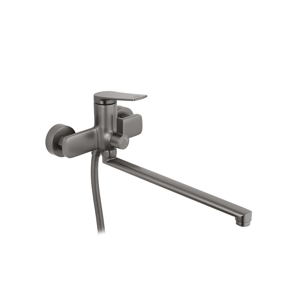 Смеситель для ванны Kroner KRP Makon-GRP070 с душевым гарнитуром графит Киев - изображение 2