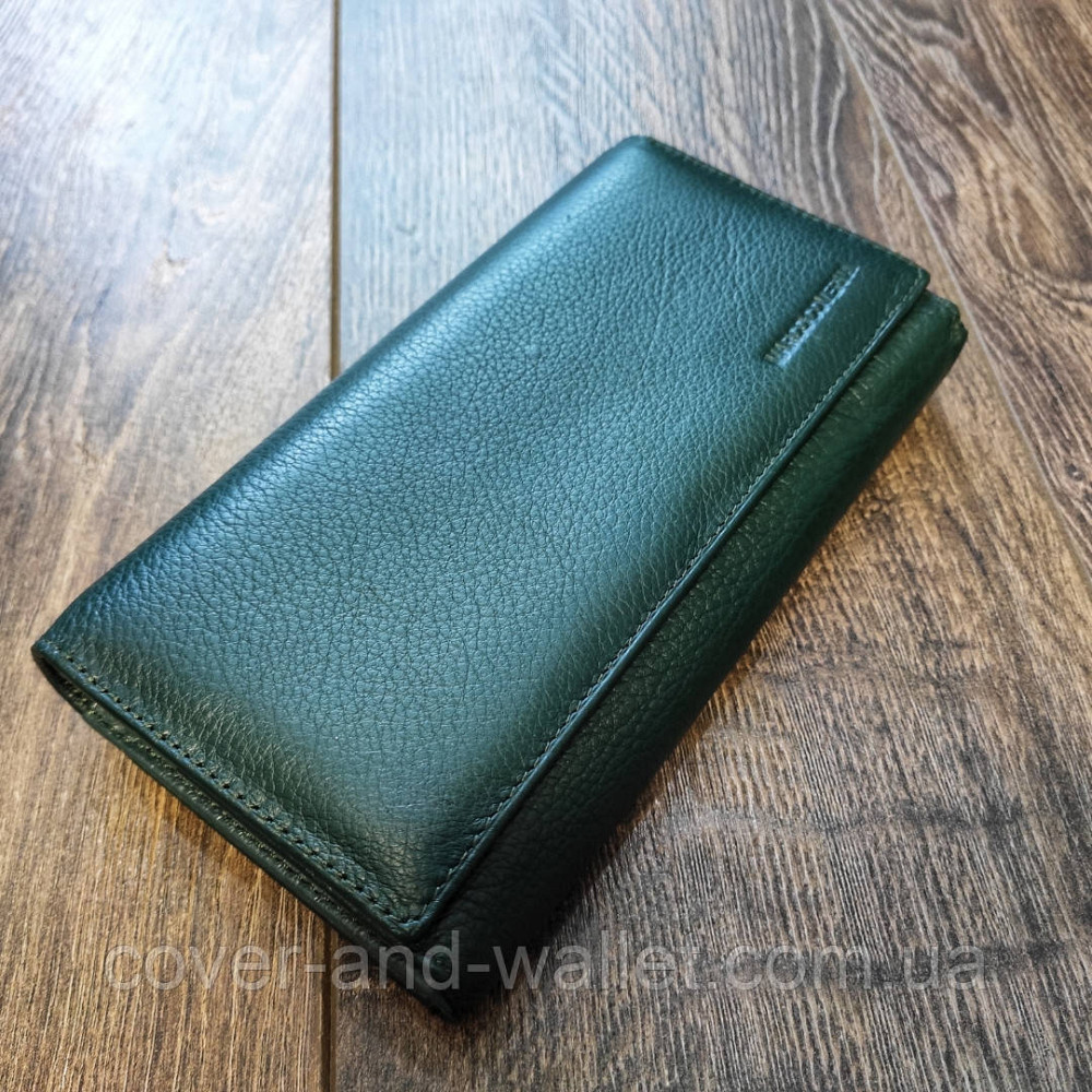 Зеленый женский кошелёк с отделом для визиток из натуральной кожи Marco Coverna Киев - изображение 4