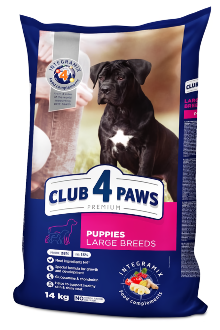 Полнорационный сухой корм CLUB 4 PAWS (Клуб 4 Лапы) Премиум для щенков больших пород Курица, 14 кг Винница - изображение 1