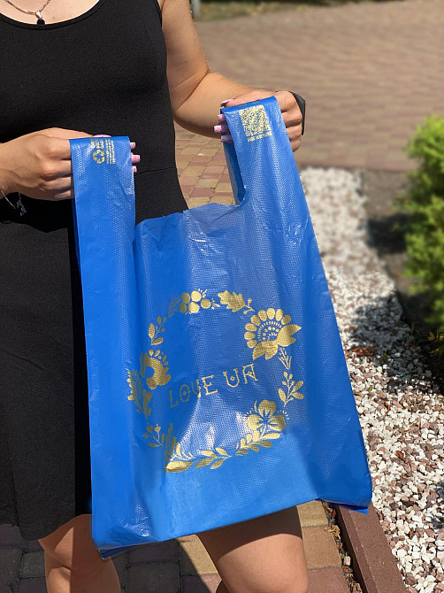 Пакет майка 34(2х8)х57, 25 мкм, (50 шт.), HDPE пищевой, синий Павлоград - изображение 3