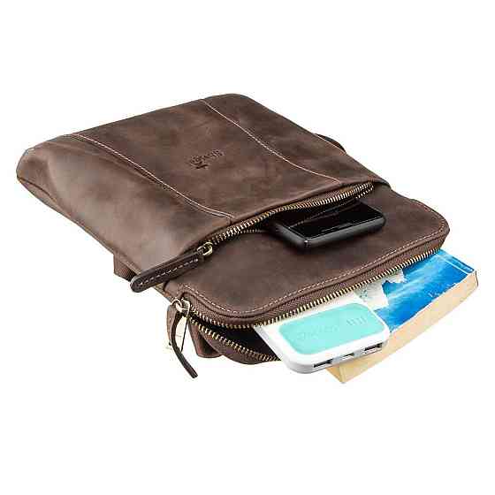 Стильный мужской мессенджер из винтажной кожи Shvigel 11180 Коричневый Киев