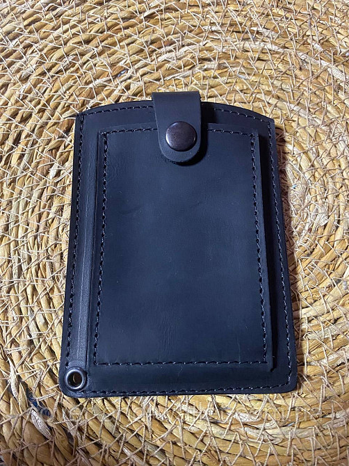 Кожаная обложка для пенсионного удостоверения и прав на кнопке Puos Киев - изображение 3