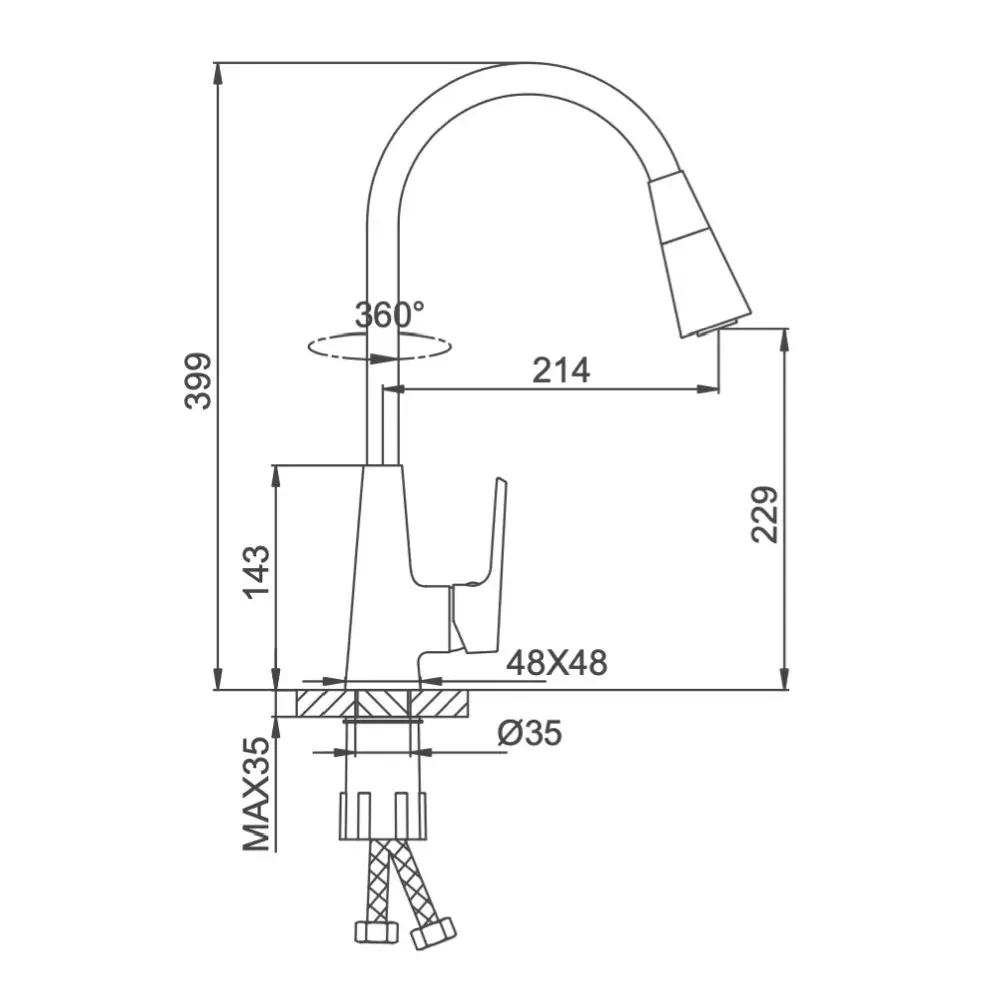 Смеситель для кухни с гибким изливом Frap F4471-6 черный Киев - изображение 6