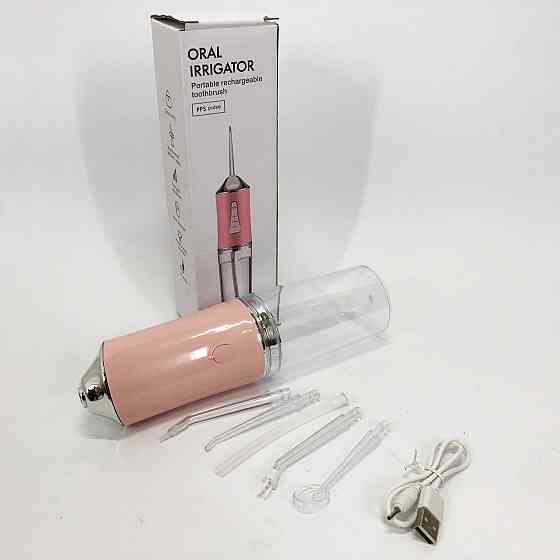 Ирригатор для чистки зубов и полости рта Oral Irrigator с аккумулятором и сменными насадками. Цвет: розовый UZ-30 Львов