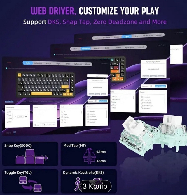 Магнитная клавиатура | клавиатура на белых свечах | MAMBASNAKE M82HE. Харків - фото 5