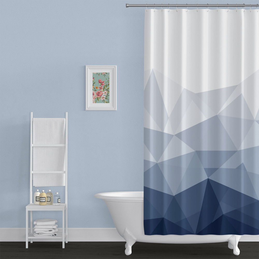 Шторка для ванной комнаты Bathlux 180 x 180 см с водоотталкивающим покрытием, белая с синим принтом Каменец-Подольский - изображение 5