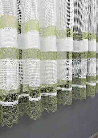 Тюль сітка VR-Textil Juli № 1875т Арка на кухню колір білий з салатовим 200х150 см (53-0150) Київ