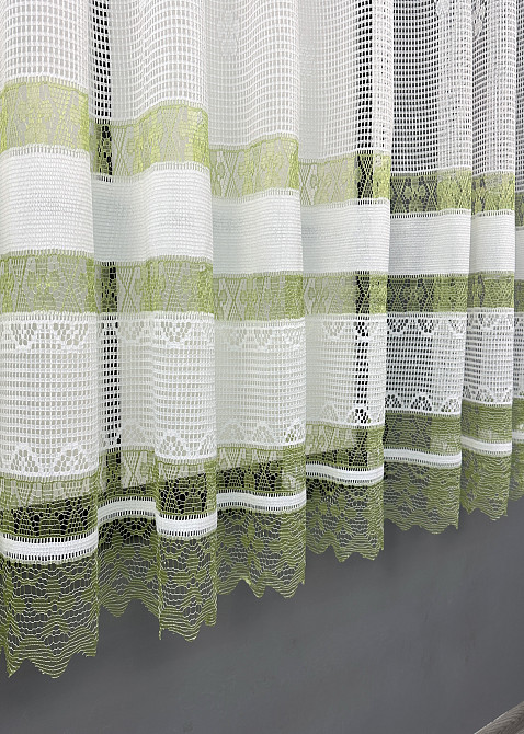 Тюль сітка VR-Textil Juli № 1875т Арка на кухню колір білий з салатовим 200х150 см (53-0150) Київ - фото 6