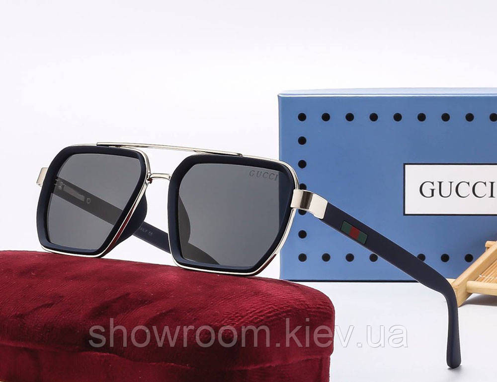 Чоловічі прямокутні сонцезахисні окуляри GG (036) silver Київ - фото 1