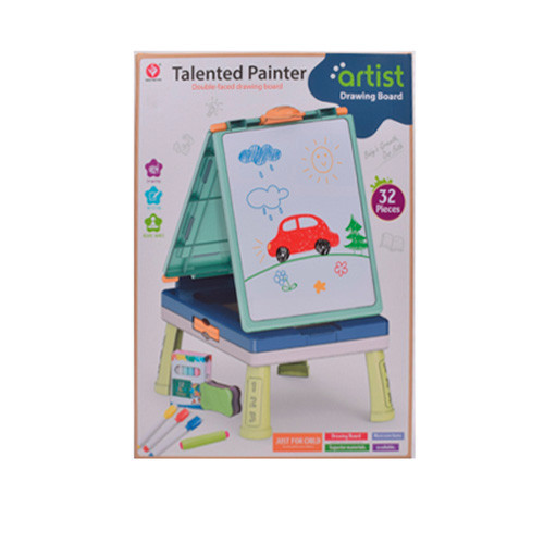 Детский двухсторонний мольберт на ножках 050-17 с мелом, маркерами и губкой Винница - изображение 1