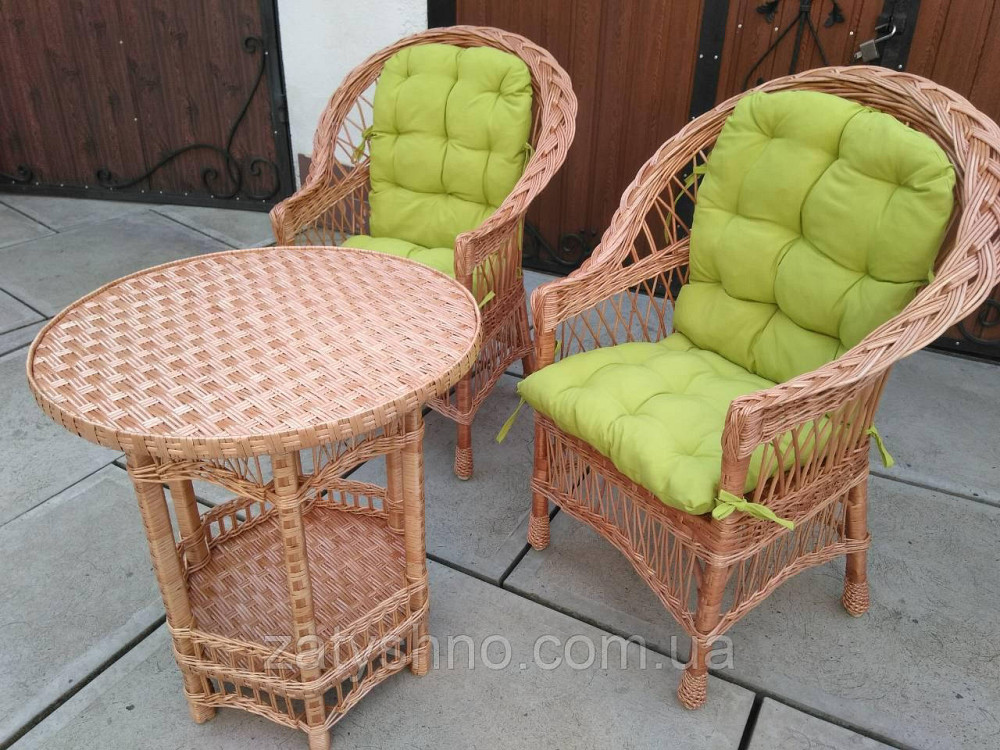 Плетеное кресло с фисташковой накидкой Киев - изображение 7