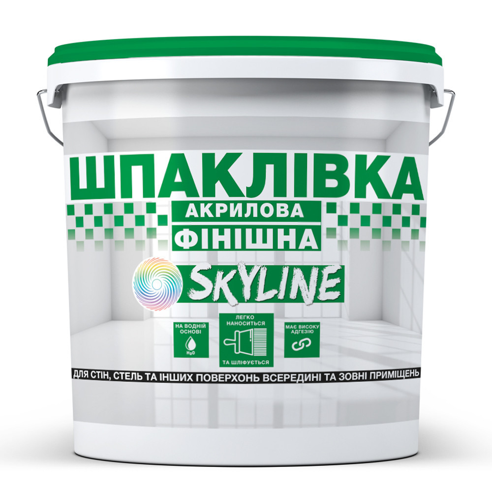Шпаклівка акрилова фінішна, готова до застосування для оздоблення фасадів та інтер'єру «SkyLine » Білосніжна 8 кг Харків - фото 2