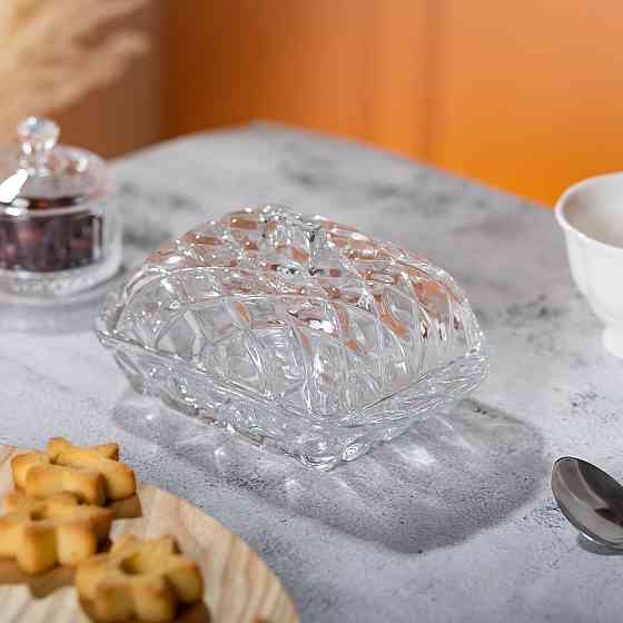 Yiwu Маслянка скляна для вершкового масла з кришкою 16.5х10.5х8 см підставка для вершкового мас Коломия