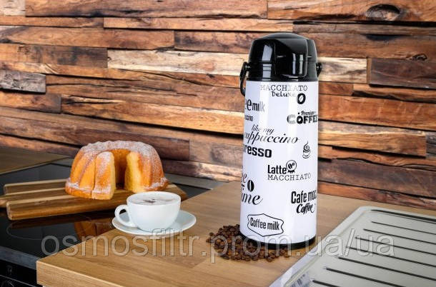 Термос Axentia 1.9 Л Airpot з помпою нержавіюча сталь скло пластик друк (121564) Київ - фото 2