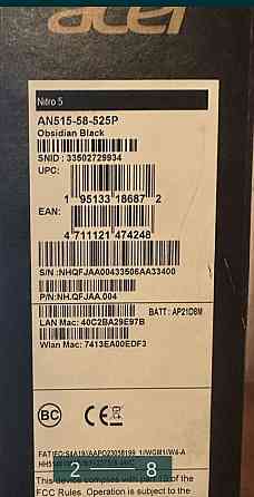 Ноутбук: ASER NITRO 5 AN515-58-525P. Киев
