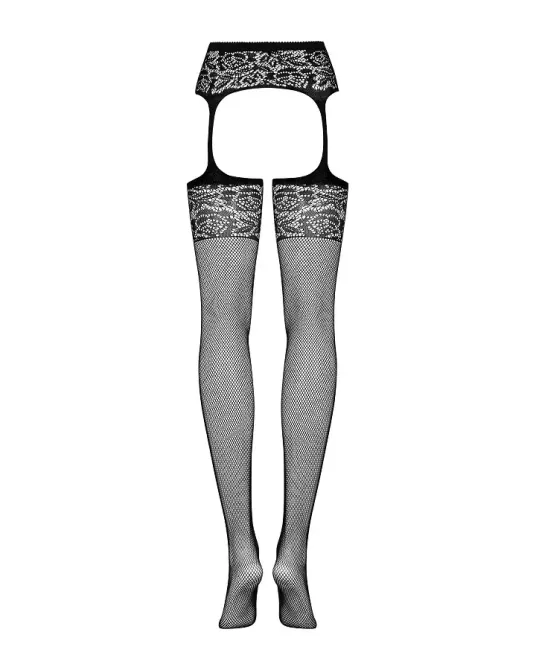Сітчасті панчохи-стокінги з імітацією гартерів Obsessive Garter stockings S500S/M/L, чорні, з доступ Львів - фото 5
