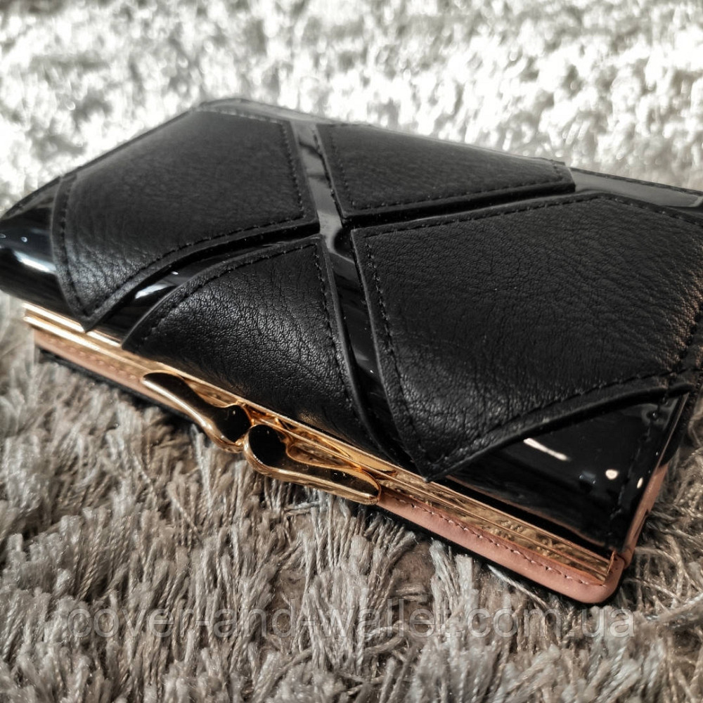 Компактный женский кошелек черного цвета с монетницей PC 623 Киев - изображение 1