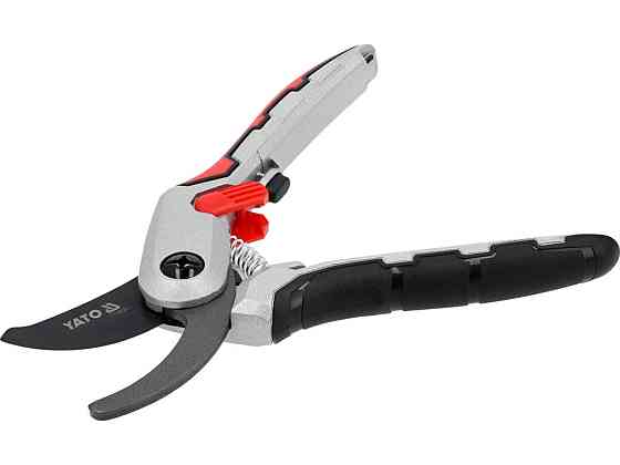 Секатор ножичний YATO заокруглені леза, до гілок Ø≤ 20 мм l= 205 мм, з блокуванням, алюмінієві ручки Одеса