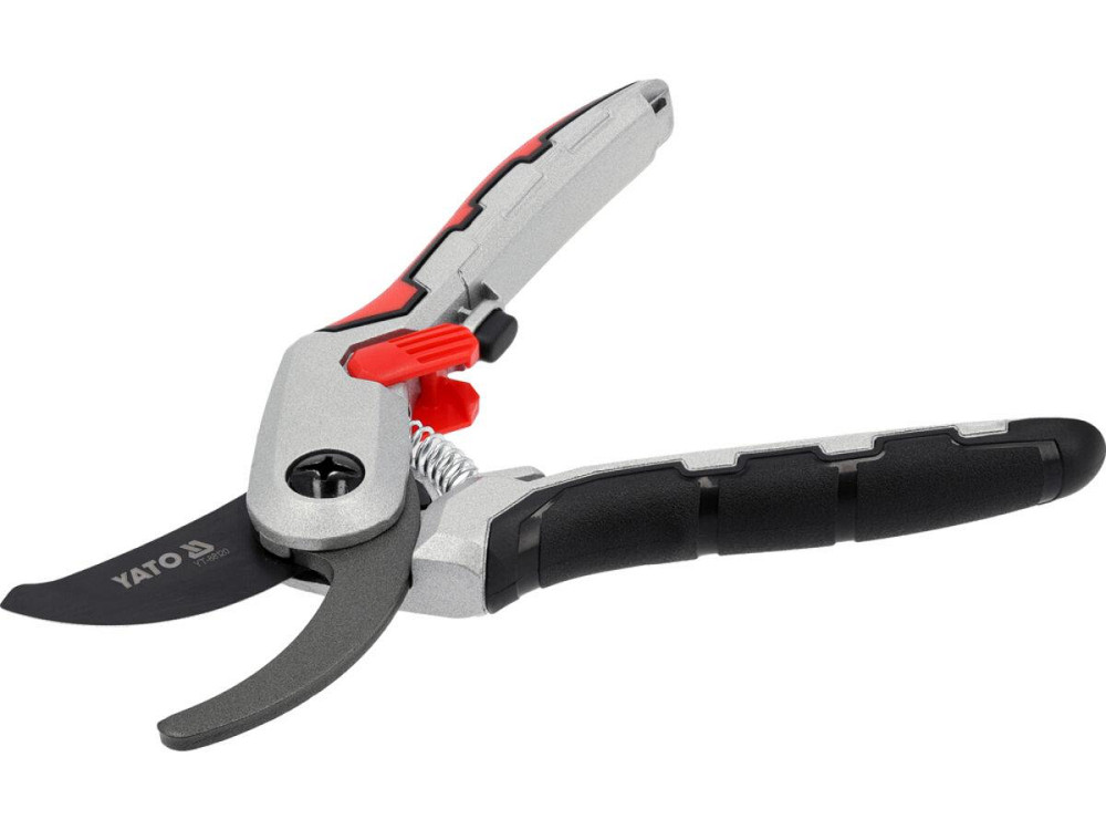 Секатор ножичний YATO заокруглені леза, до гілок Ø≤ 20 мм l= 205 мм, з блокуванням, алюмінієві ручки Одеса - фото 1