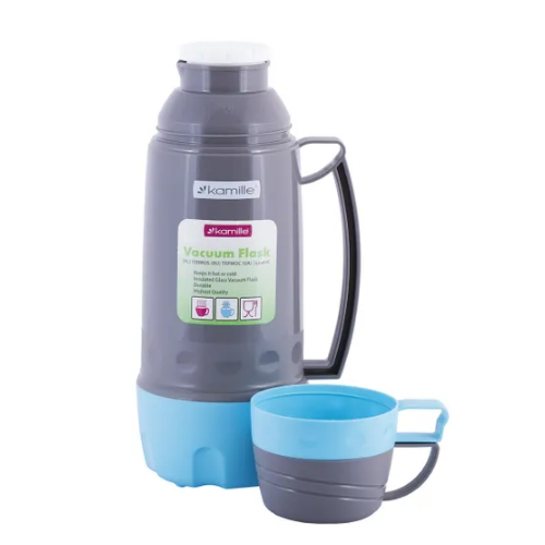 Термос 1л зі скляною колбою і 3 пластиковими чашками KAMILLЕ 2080 Житомир - фото 3