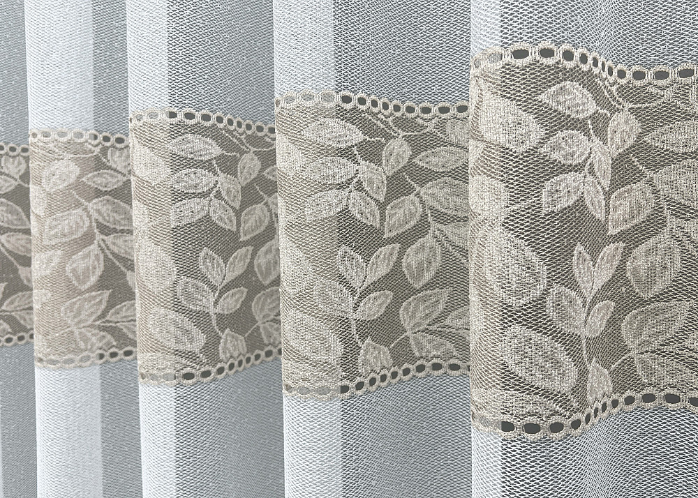Тюль VR-Textil 2011т Жакард Білий з капучино 300х250 см (42-1339) Київ - фото 6