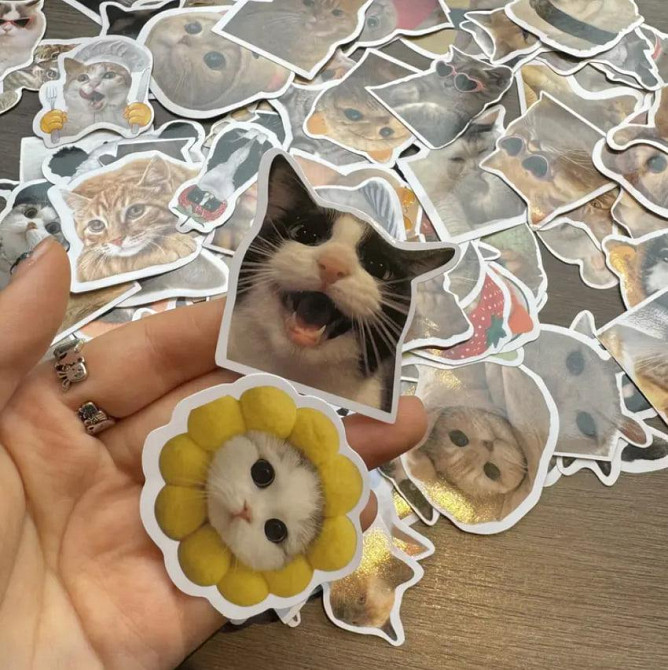 Стикеры с котами. Водонепроницаемые виниловые эстетические наклейки, набор 20 штук. Киев - изображение 4