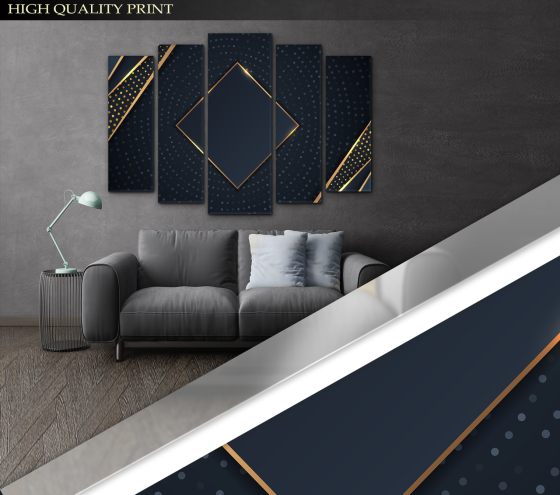 Модульна картина у вітальню / спальню Абстракція Золотий Квадрат Art-430_5 ( 80х118см ) Київ