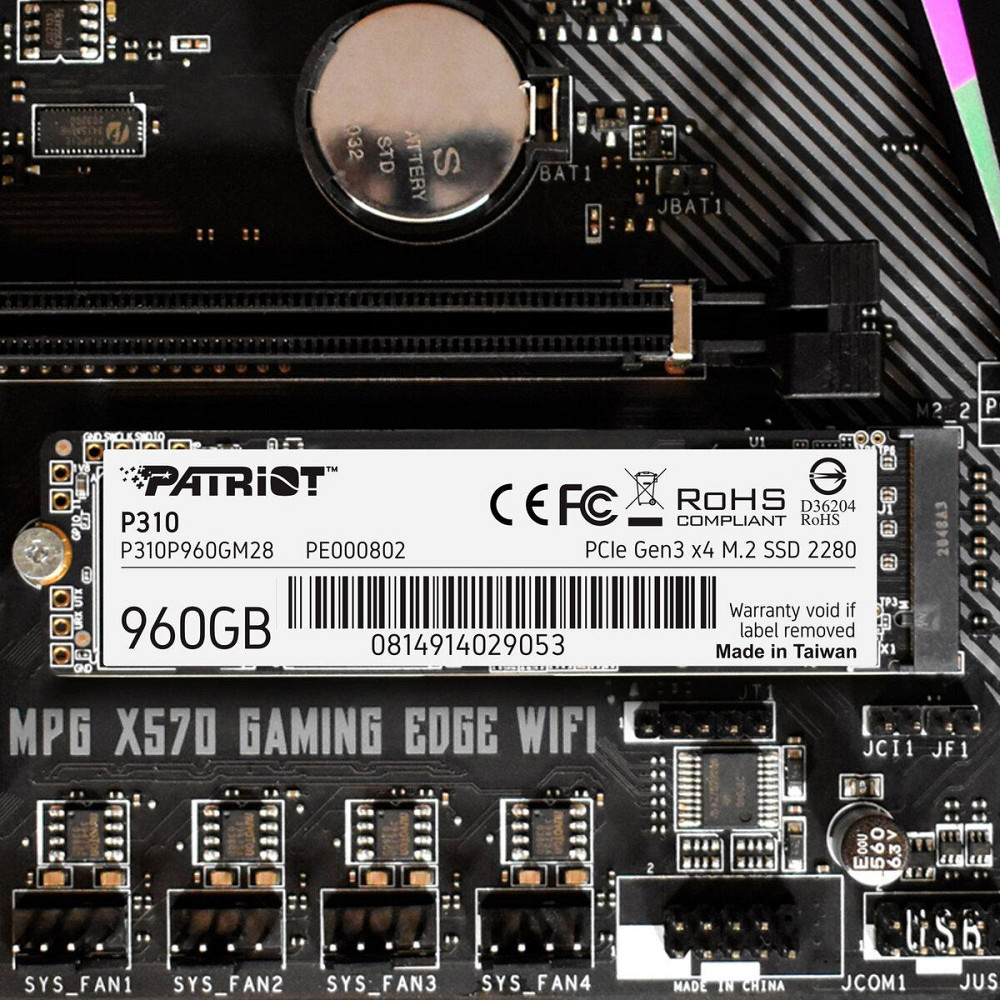 SSD диск накопитель M.2 Patriot P310 960GB NVMe 2280 PCIe 3.0x4 3D NAND TLC P310P960GM28 Одесса - изображение 6