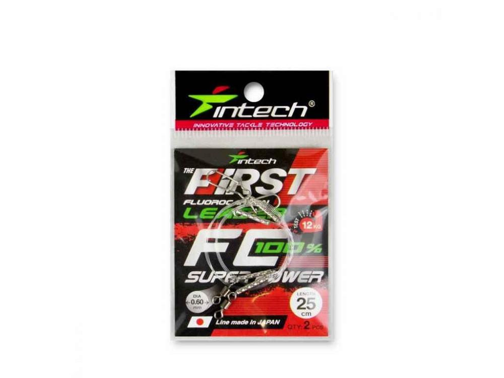 Повідець флюорокарбон 0,60мм 12кг 25см (2шт/уп) FC First Leader ТМ INTECH Київ - фото 1