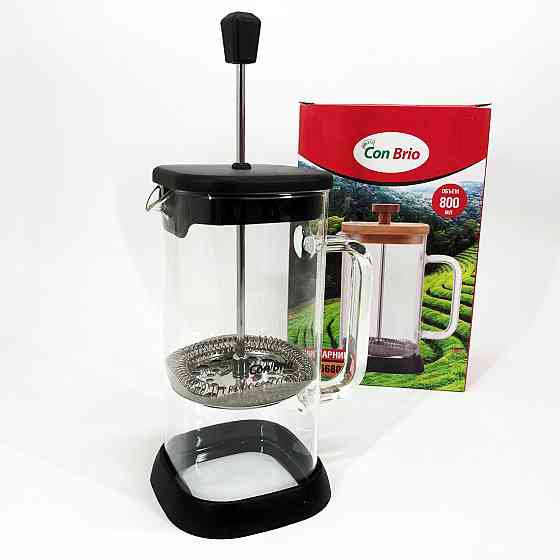 Френч-прес з ручкою Con Brio CB-6680В 800 мл, Чайник заварювальний скляний якісний на кухню MV-93 Івано-Франківськ
