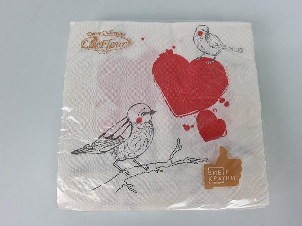 Двошарова серветка на весілля (ЗЗХЗЗ, 16 шт.) La Fleur Закохані пташки (996) (1 пачка) Харків - фото 3