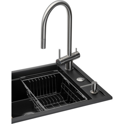 Мийка кухонна GRANADO Royal Artes black shine (+ подрібнювач Algar 1000 + змішувач Ferrol inox + дозатор Redondo inox (ksg1301) Вінниця - фото 8
