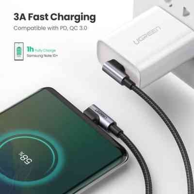 Дата кабель USB-C to USB-C 2.0m 3A 60W US323 90-degree Black Ugreen (70531) Винница