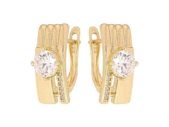 Серьги английская застежка Позолота 14K Узор с кристаллами 301616 ТМ XUPING Киев