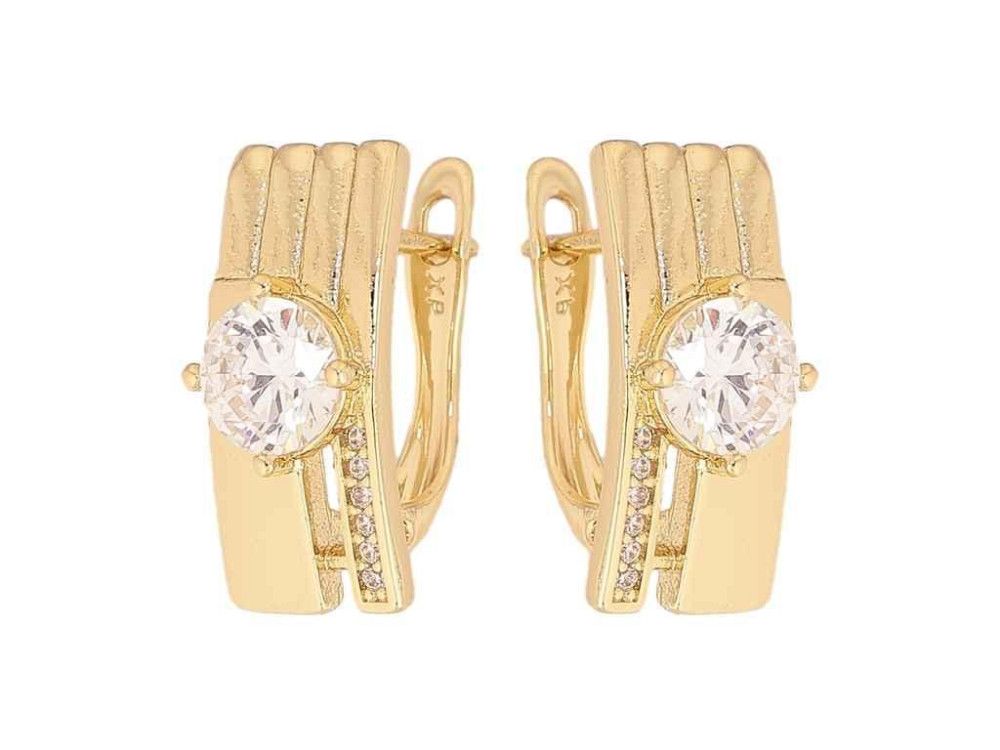 Серьги английская застежка Позолота 14K Узор с кристаллами 301616 ТМ XUPING Киев - изображение 1