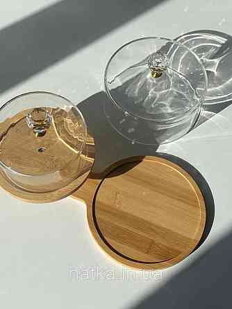 Набір для зберігання "Бамбукова перлина" скляна з бамбуковою підставкою 102-632 Київ