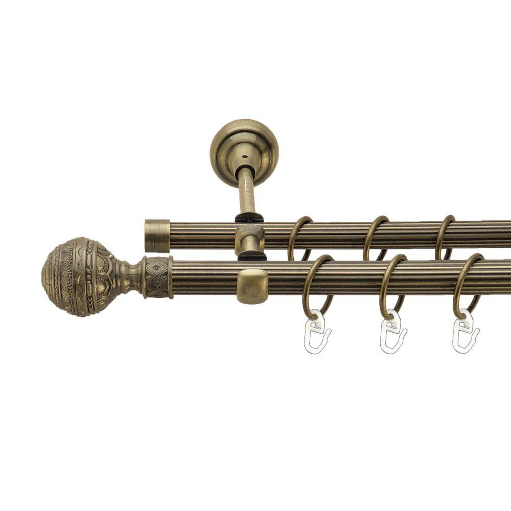 Карниз Orvit Арабеска металевий дворядний відкритий рифлена труба кільце металеве Антик 19\16 мм 300 см (00-00017310) Львів - фото 1