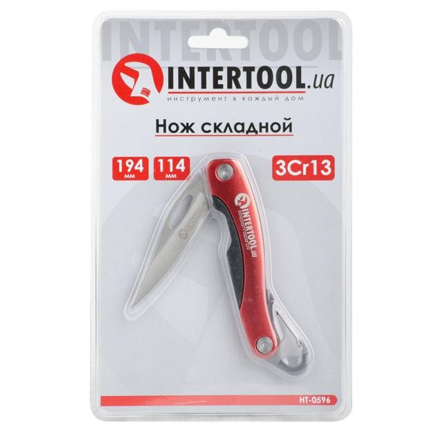 Ніж складаний 194 мм, ручка з алюмінієвими вставками, карабін INTERTOOL HT-0596 Полтава - фото 1