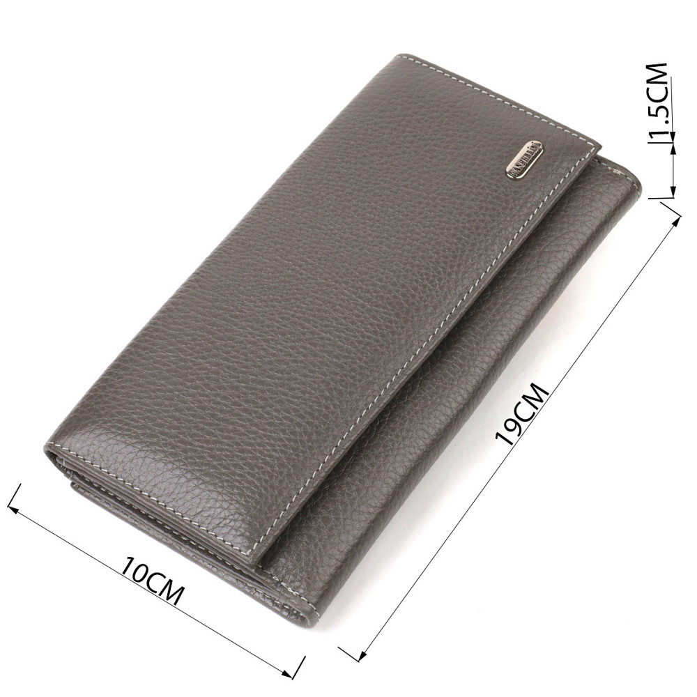 Вместительное женское портмоне из натуральной кожи флотар CANPELLINI 21851 Серое Киев - изображение 3