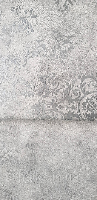 Шпалери вінілові на флізеліні гарячого тиснення DUKA Selective1.06х10 вензель структурні сріблясті на сірому DK32650-5 Київ - фото 3