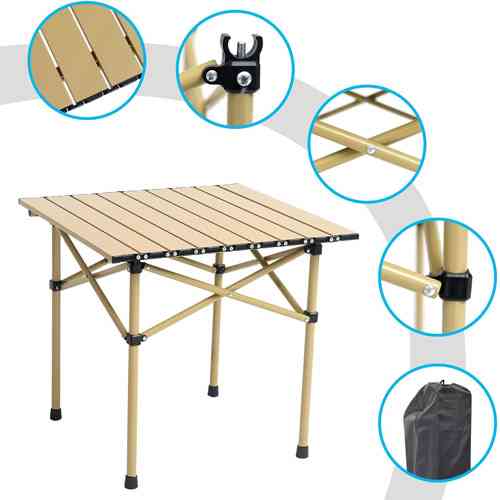 Стол раскладной ламелевый 50x50см походный, металл пластик, в чехле, DC-5009 Вінниця